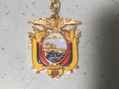 ECUADOR COAT OF ARMS KEYCHAIN ESCUDO DE ARMAS DE LA REPUBLICA ECUADOR 31-X-1900