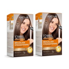 Kativa Brazilian Straightening Kit, 12 Weeks of Home Use Professional Straigh...