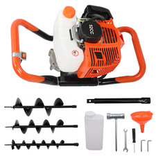 52CC Petrol Post Hole Borer Fence Earth Auger Digger + 3 Drill Bits + Extension