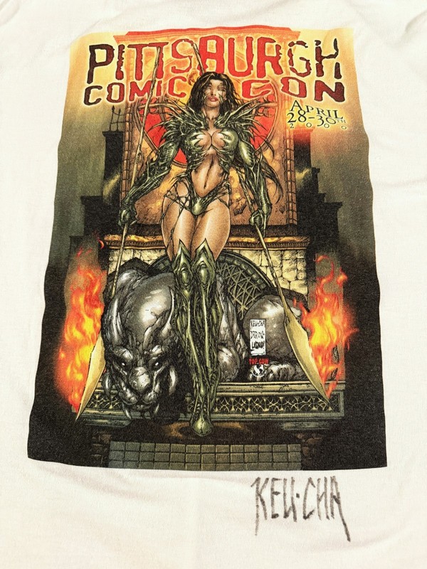 Vintage 2000 Witchblade Comic Con Signed Shirt L Comics Anime Rare Pinup Sex