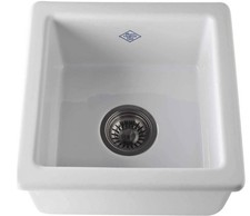 Shaws RC1515WH Lancaster 15" Undermount Single Basin Fireclay Kitchen / Bar Sink
