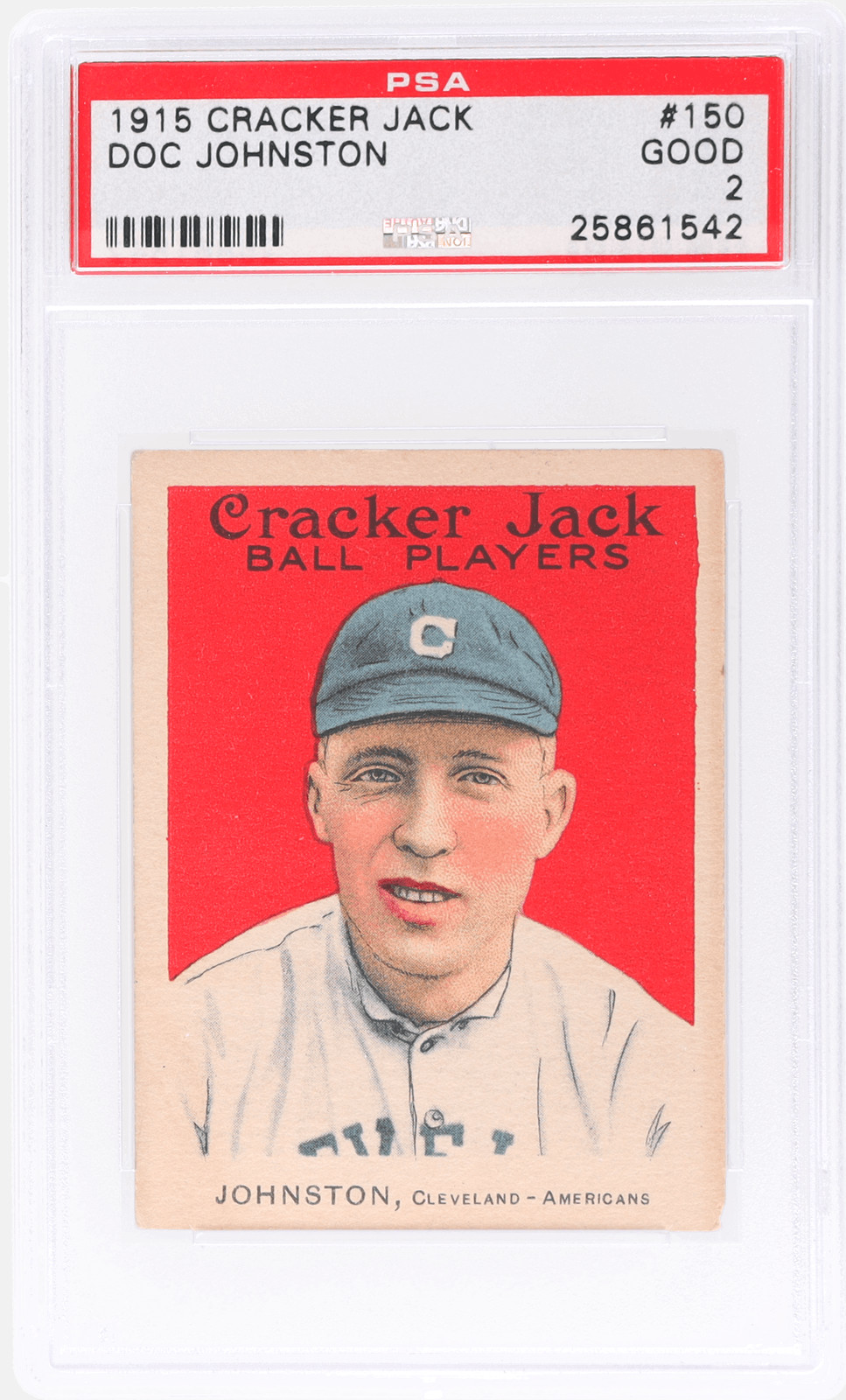 1915 Cracker Jack Doc Johnston #150 PSA 2