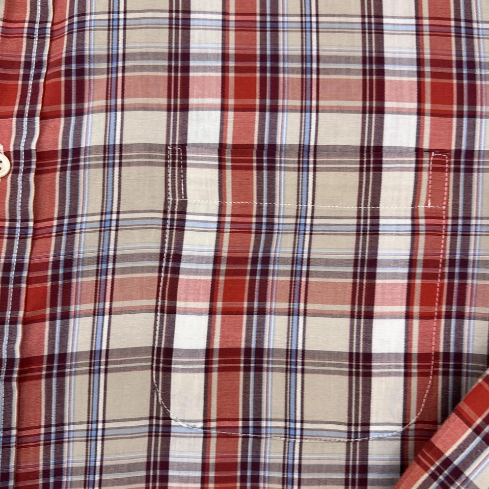 Saddlebred Button Down Shirt Mens 2XLT Red Beige Plaid  Long Sleeve Easy Care - Image 4 of 4