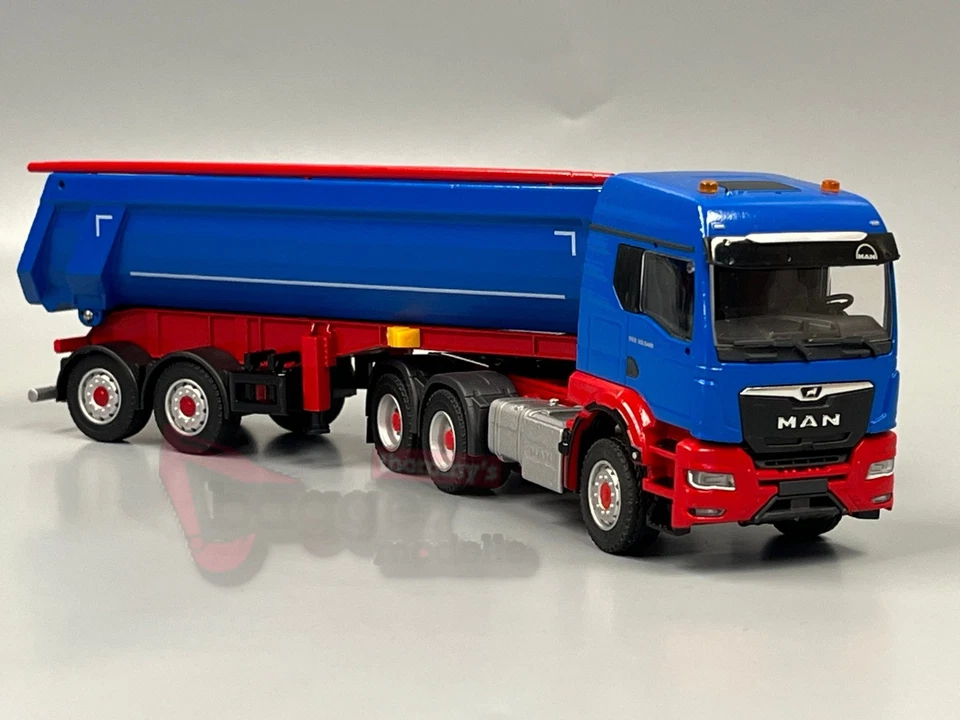 81265 - Conrad - MAN TGS TM 33.540 Schwarzmüller Kippsattelzug blau Neu OVP 1:50 - Bild 3 von 3