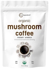 Organic Instant 10 in 1 Mushroom Coffee Powder, 14 Ounce (158 Servings) |... 