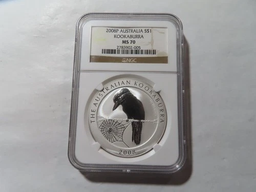 Q81 Australia 2008P SILVER 1oz Dollar "Kookaburra" NGC MS-70