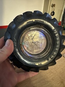 Vintage Firestone Tires Ashtray Rubber Glass Gum Dipped Collector Decor CRACKED
