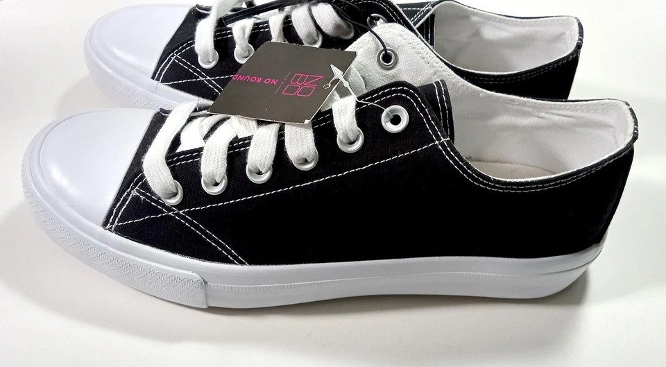 NOBO Adulto B & W Talla 10 Cordones Algodón Espuma con Memoria Tenis Zapatos Nuevos con Etiqueta Foto 4 de 4