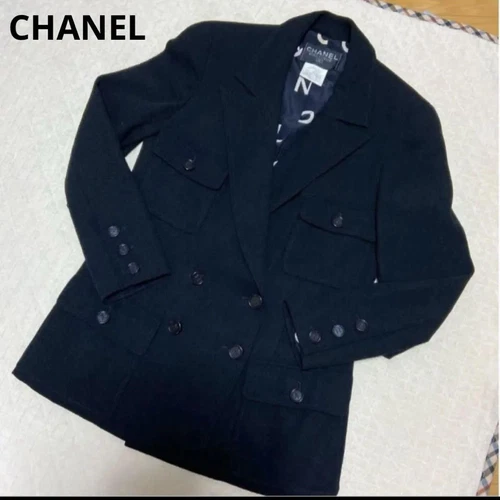 Giacca doppia lana nera CHANEL vintage taglia 40 donna moda
