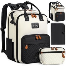 RAINSMORE Diaper Bag Backpack, Large Waterproof Baby Bag with Changing Pad, D...