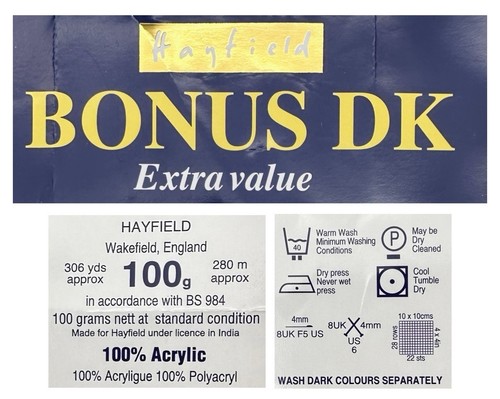Hayfield Bonus DK Double Knitting Crochet Yarn Wool 5x100g Balls - 841 Claret - Picture 6 of 10