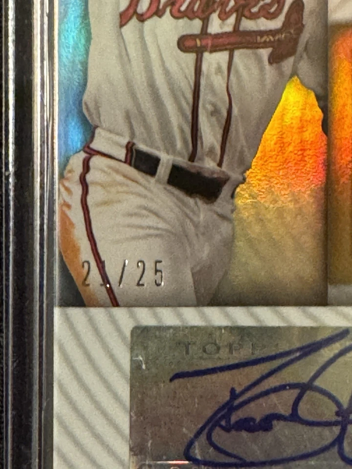 2012 Topps Triple Threads David Justice Auto Relic /25 Gold Game Used Bat! - Image 2 of 3