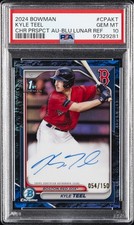 2024 BOWMAN CHROME PRSPCT AUTOS BLUE LUNAR REFRACTOR KYLE TEEL 54/150 PSA 10