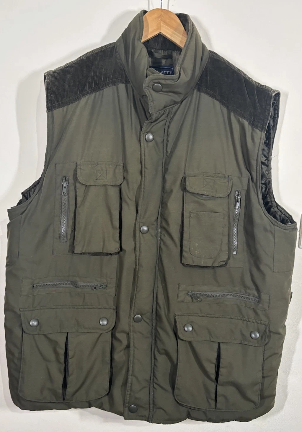 Vintage Tayberry & Co Mens XL 12 Pocket Fishing Gilet Field Vest Green Hunting