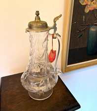 WNF Bierkaraffe Weinkaraffe Glas-Bierkrug mit Zinndeckel vintage 33cm