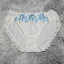 Vintage Sissy White Panty Cotton Spandex Floral Lace Brief Size 6-7 Hip 36-39"