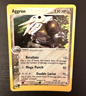 Pokemon Aggron Holo EX Ruby & Sapphire  #1/109 2003 Nintendo E-Reader Vintage
