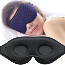 3D Sleep Mask for Side Sleepers, Light Blocking Eye Mask, Adjustable Strap, Blue