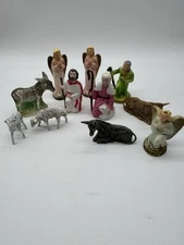 11 Vintage Plastic Nativity Pieces 