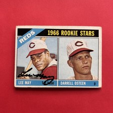 1966 Topps Lee May Signed Rookie Stars Card Autograph w/ Darrell Osteen #424 RC. rookie card picture