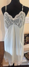 Vintage 1950s White Cream Nylon Tricot Lace Slip Dress Size small