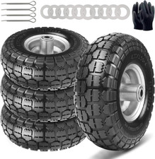 New 10" Flat-Free Dolly Tires, 4-Pack Solid Rubber Hand Truck Wheels