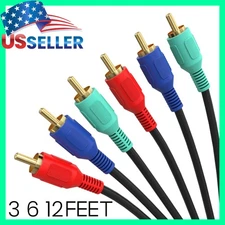 Component Video Cable 3-RCA Gold HDTV RGB YPbPr - 3FT 6FT 12FT Cmple