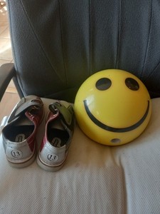 Youth bowling ball 8-10 lbs. and size 13 boys bowling shoes. 