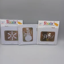 Lot Of 3 SIZZIX Snowflake,Snowman,Yahoo Embossing Folders 38-9570, 9579, 9674