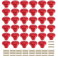 35 Pack Red Ceramic Cabinet Knobs - Round Mushroom Door Pulls for Kitchen  Dres