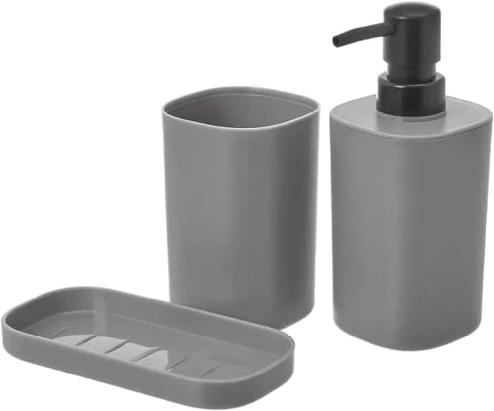Bathroom Set Accessories 3Pcs Soap dispenser Toothbrush Holder Cup Soap dish, S
