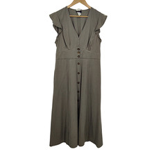 Quince Women Vintage Wash Tencel Button Front Midi Dress Gray M