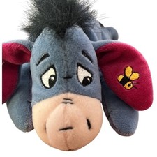 Disney Store Eeyore Plush Bean Bag Toy Winnie the Pooh Bee Ear Pink Bow Vintage