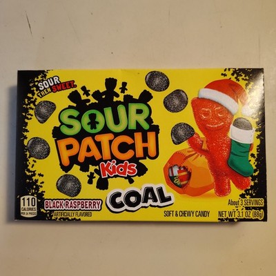 SOUR PATCH KIDS Coal Black Raspberry Holiday Candy 3.1 oz Chewy Treats BB:08/25