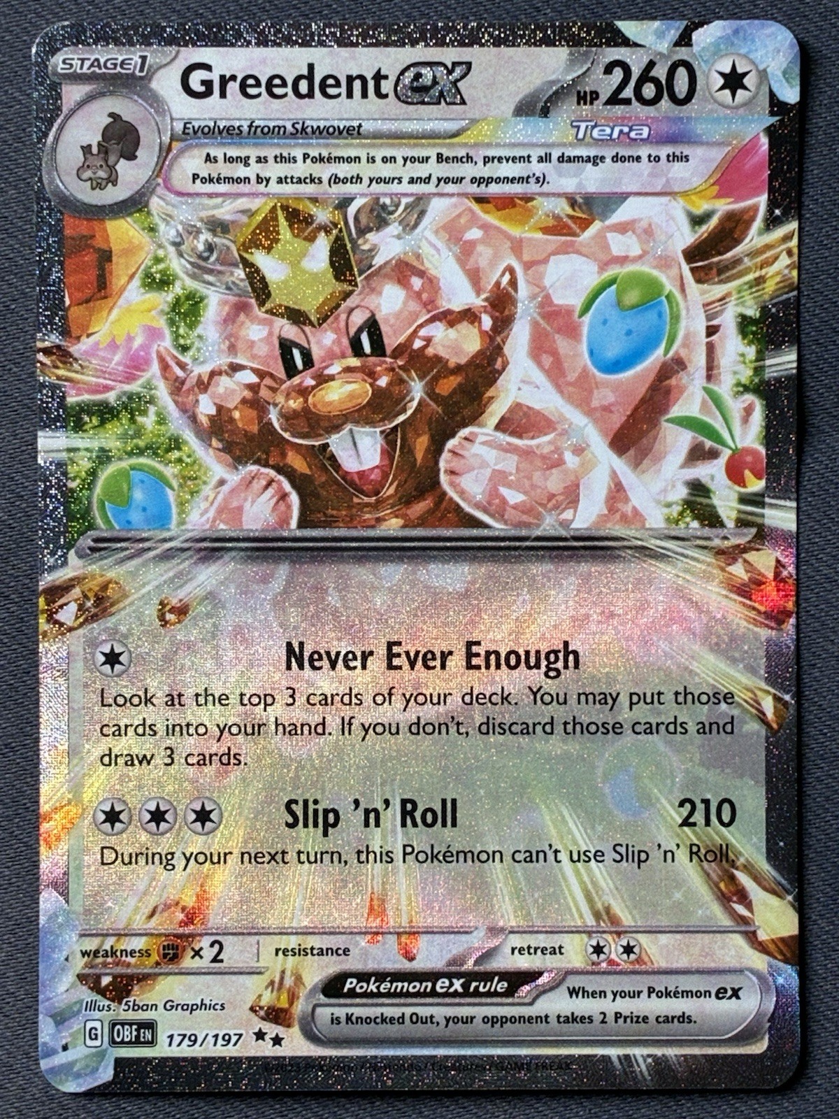Greedent ex 179/197 Scarlet & Violet Obsidian Flames Pokemon