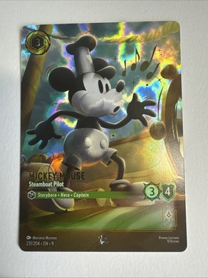 Disney Lorcana sagenhafte Mickey Mouse Dampfschiff Pilot verzauberte Folienkarte 231/204