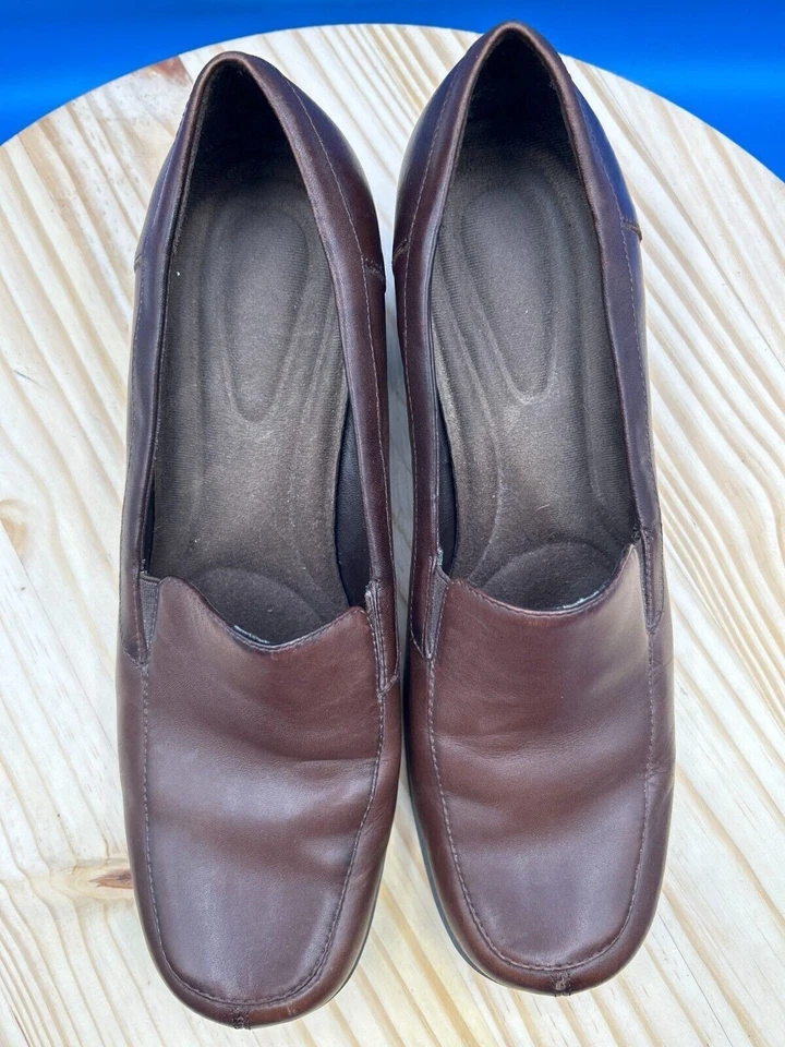 Tacones Croft and Barrow para mujer talla 9,5 M cuero marrón sin cordones cómodos Foto 4 de 4