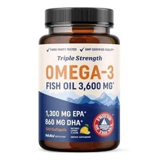 Triple Strength Omega-3 Fish Oil 3600 MG+, 120 Softgels