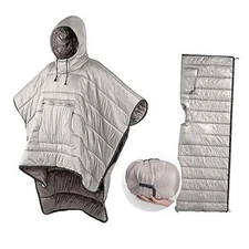 Poncho de campamento saco de dormir con capucha – Capa térmica ligera Beige