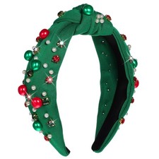 Christmas Headbands for Women, Pearl Knotted 1 Count Pack of 1 , Green
