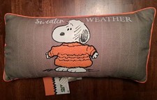 Peanuts SNOOPY Sweater Weather Pillow Fall Autumn Decor 19 x 10 in NEW NWT