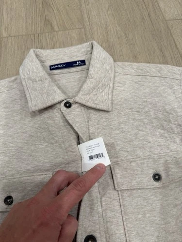 NWT B DRADDY Bradshaw Shirt Jacket Mens Medium Oatmeal Quilted Pockets Shacket image 5