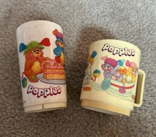 Vintage 1986 Deka Plastics Popples Cups T.C.F.C. USA “Goodies are for sharing”