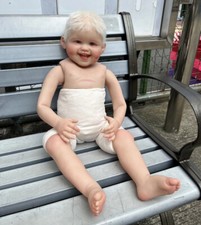 30inch Reborn Toddler Boy Doll DIY Hand-Rooted White Hair Part Vinyl Painted kit