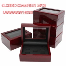 2/3/4/5/6 Championship Ring Display Box Wooden Collection Case Storage Holder