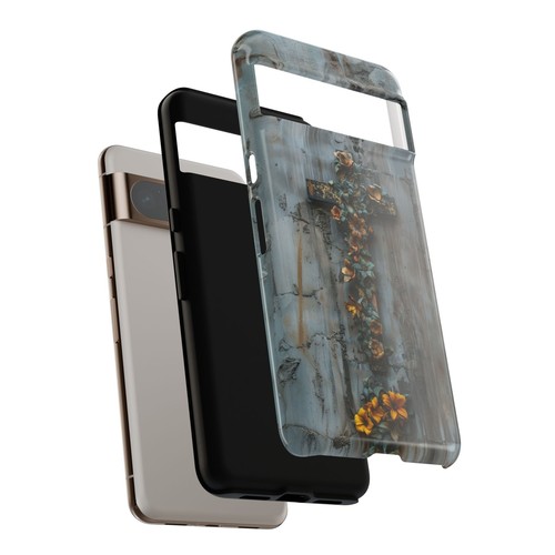 Cross Floral Vines Gray Phone Case for iPhone, Samsung Galaxy, Pixel - 第 228/240 張圖片