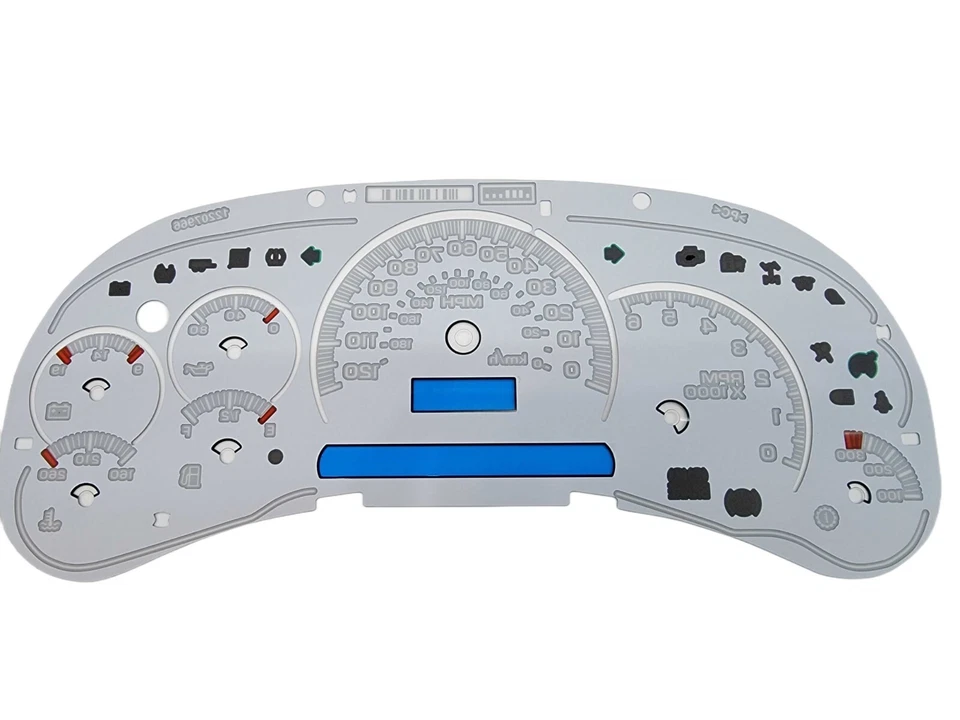 GMC 2003-2005, camioneta Chevrolet calibre cara superposición negra con escalas transparentes Foto 3 de 3