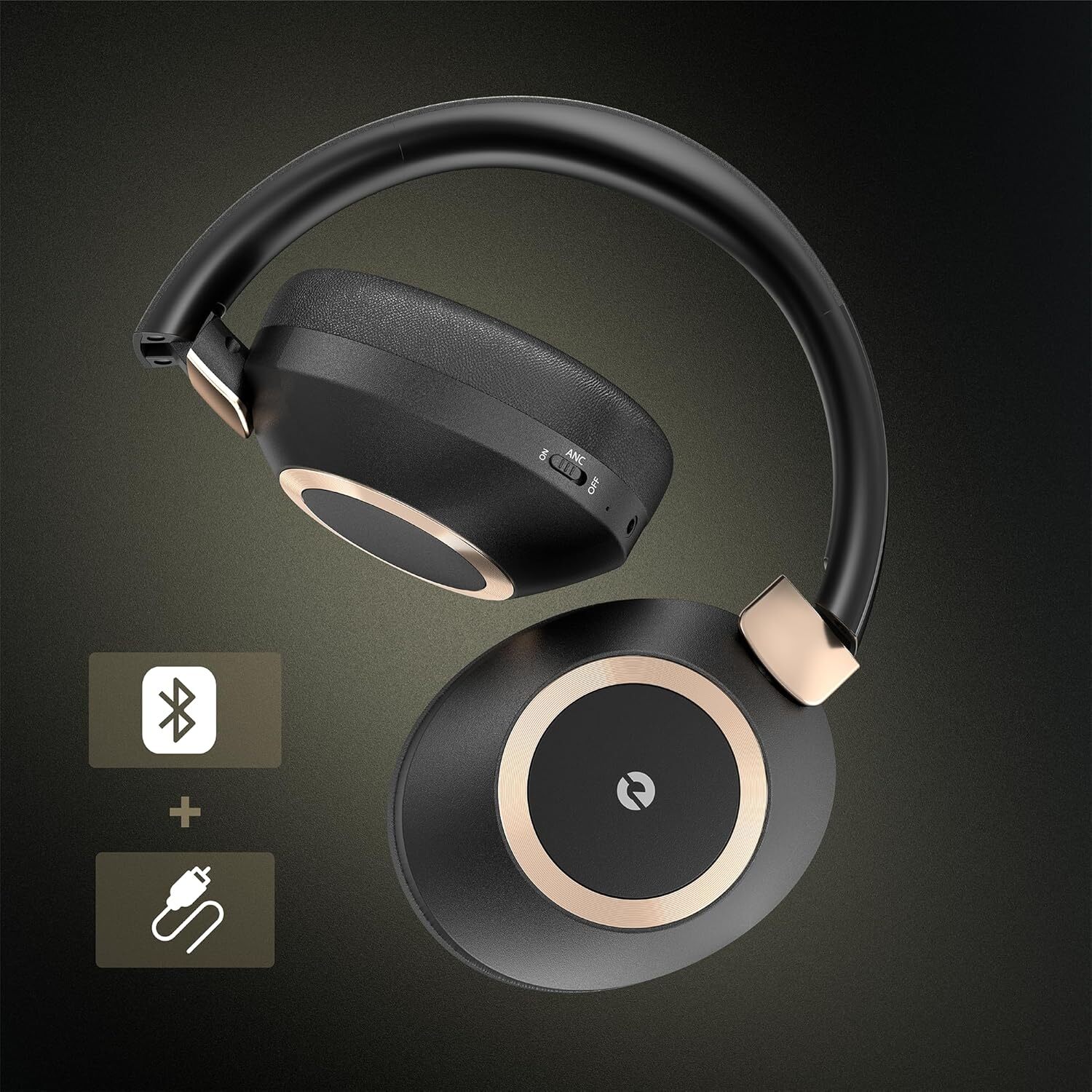 Active Noise Cancelling Headphones, 100H Playtime Headphones Wireless Bluetooth,-image