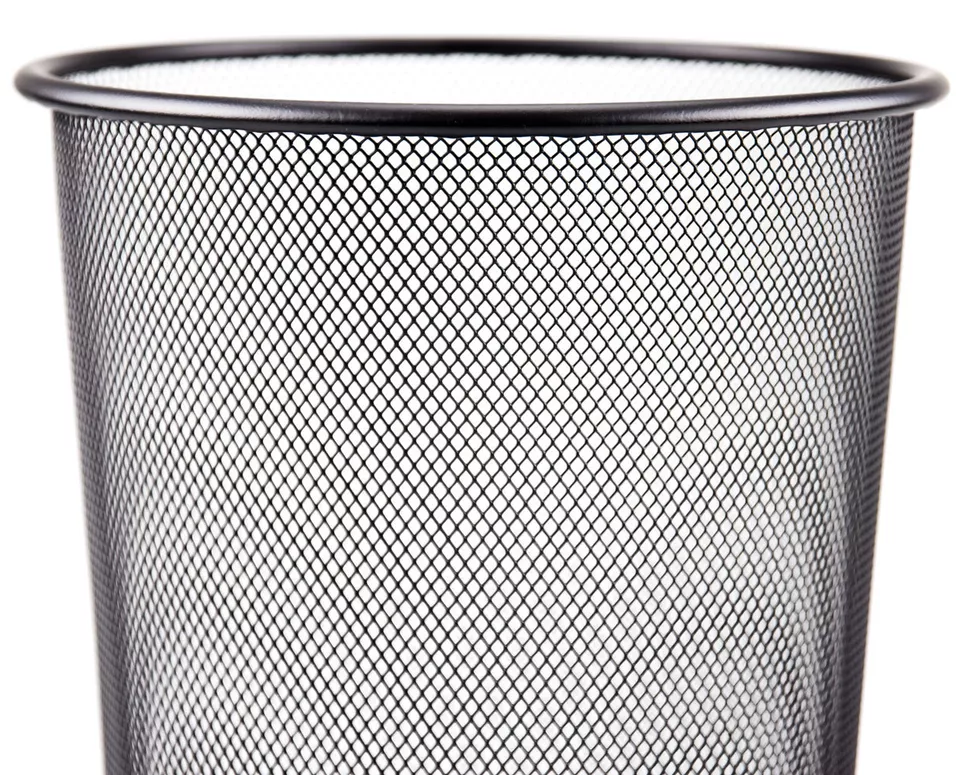Mesh Waste Paper Bin Metal Wire Rubbish Basket for Office Bedroom - Black - Image 4 of 4