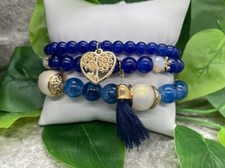 3 PC Handmade Boho Beaded Stackable 7.5  Plus Stretch Bracelet Set New A4913